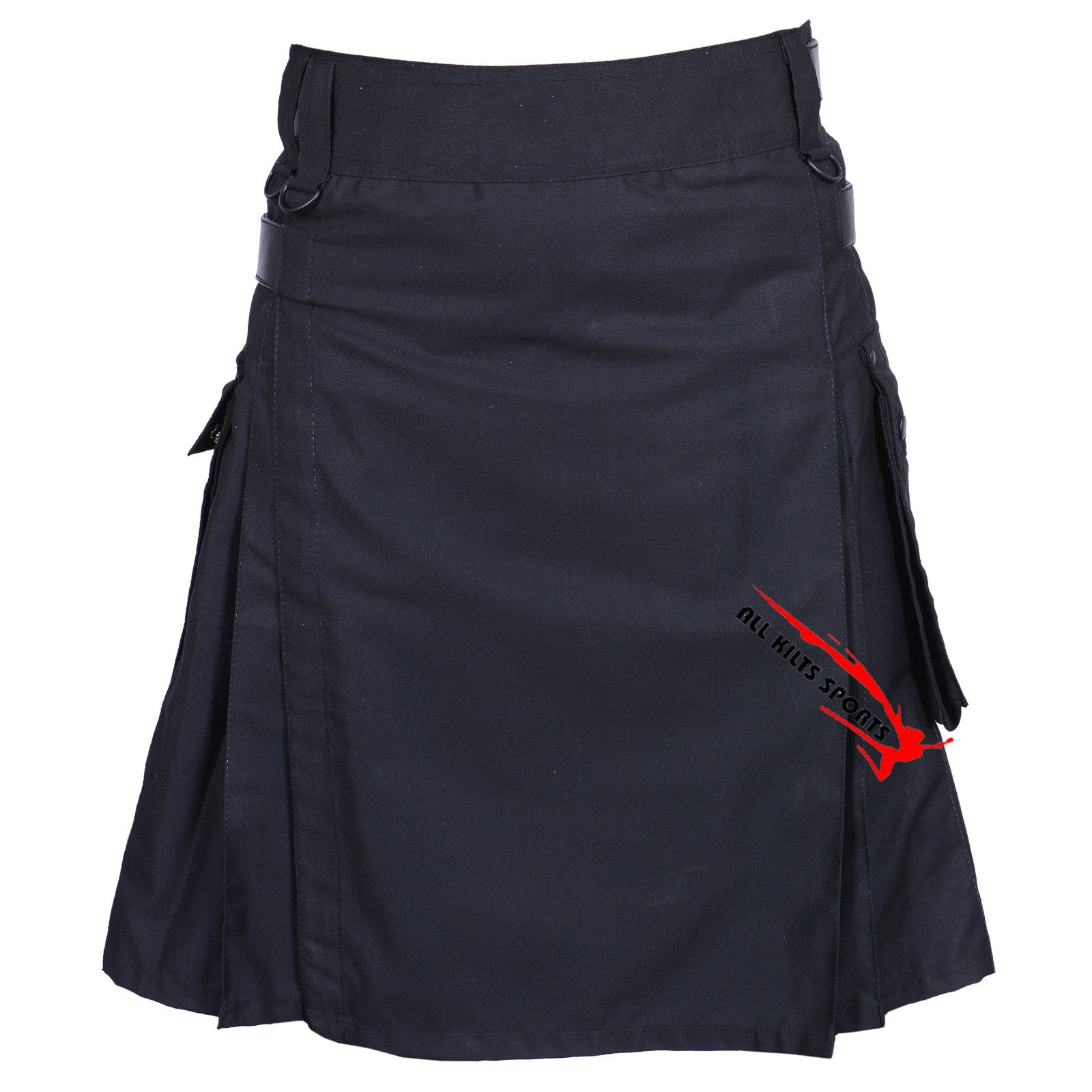 Men’s Black Leather Straps Utility Kilt 30" To 50" USA Seller