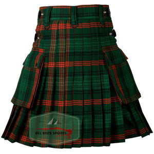 Rose Hunting Tartan Leather Straps Utility Kilts