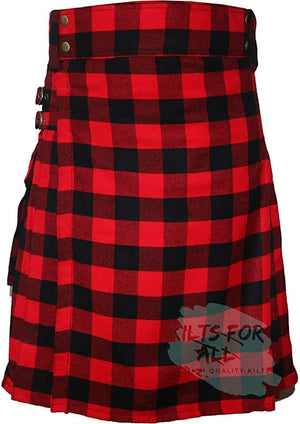 Rob Ray Black/Red Wedding Utility Kilt (USA Seller)