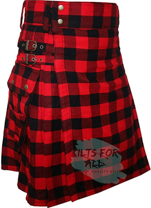 Rob Ray Black/Red Wedding Utility Kilt (USA Seller)