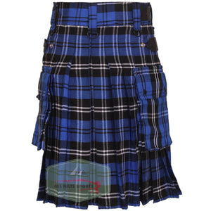Ramsay Blue Tartan Leather Straps Utility Kilts