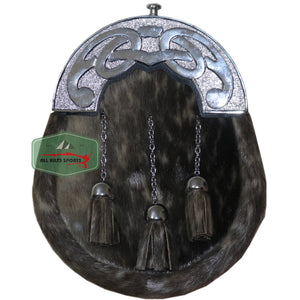 Three Teasel Fur Rabbit Sporran With Leather Belt Chain