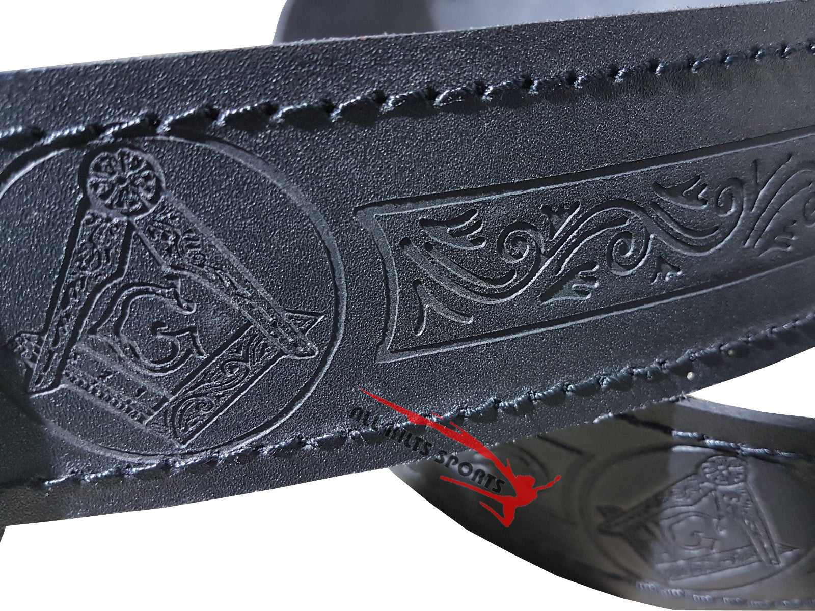 Scottish Highlander Black Leather Embossed Masonic Kilt Belt