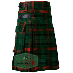 Rose Hunting Tartan Leather Straps Utility Kilts