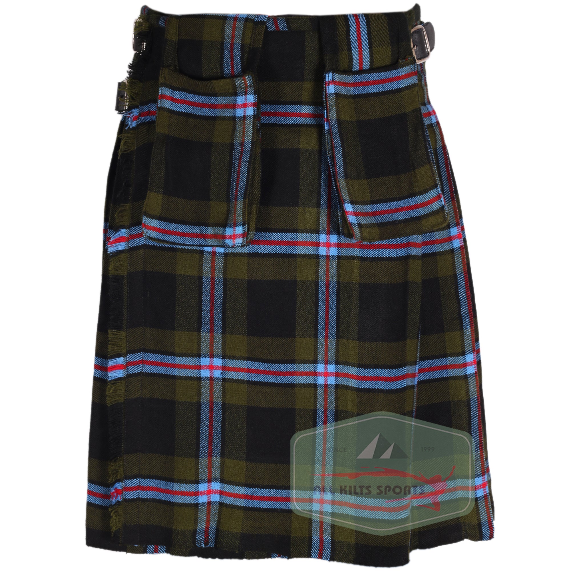 Traditional 8-Yard Kilt in Modern Scottish Brotherhood Tartan with Dual Pockets