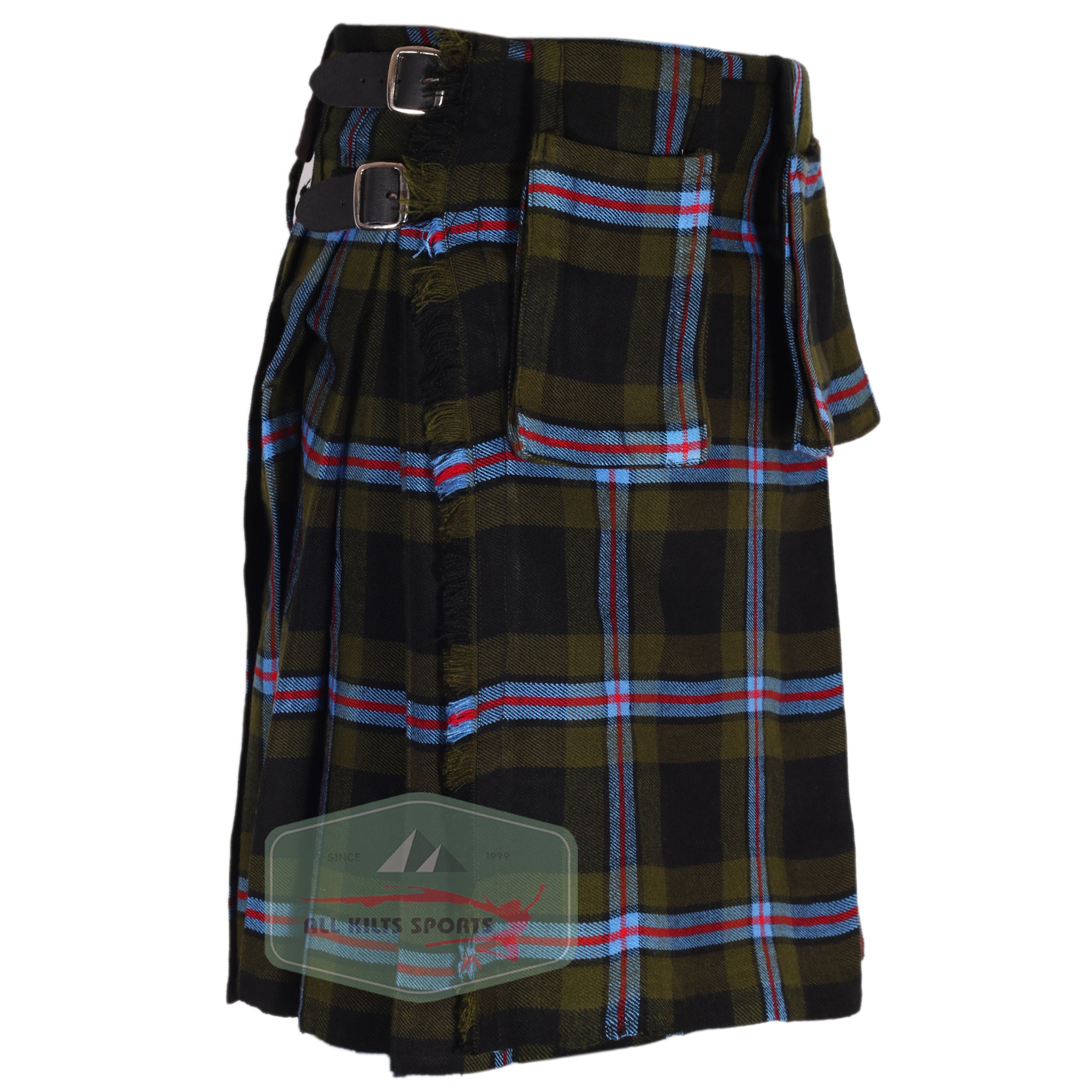 Traditional 8-Yard Kilt in Modern Scottish Brotherhood Tartan with Dual Pockets