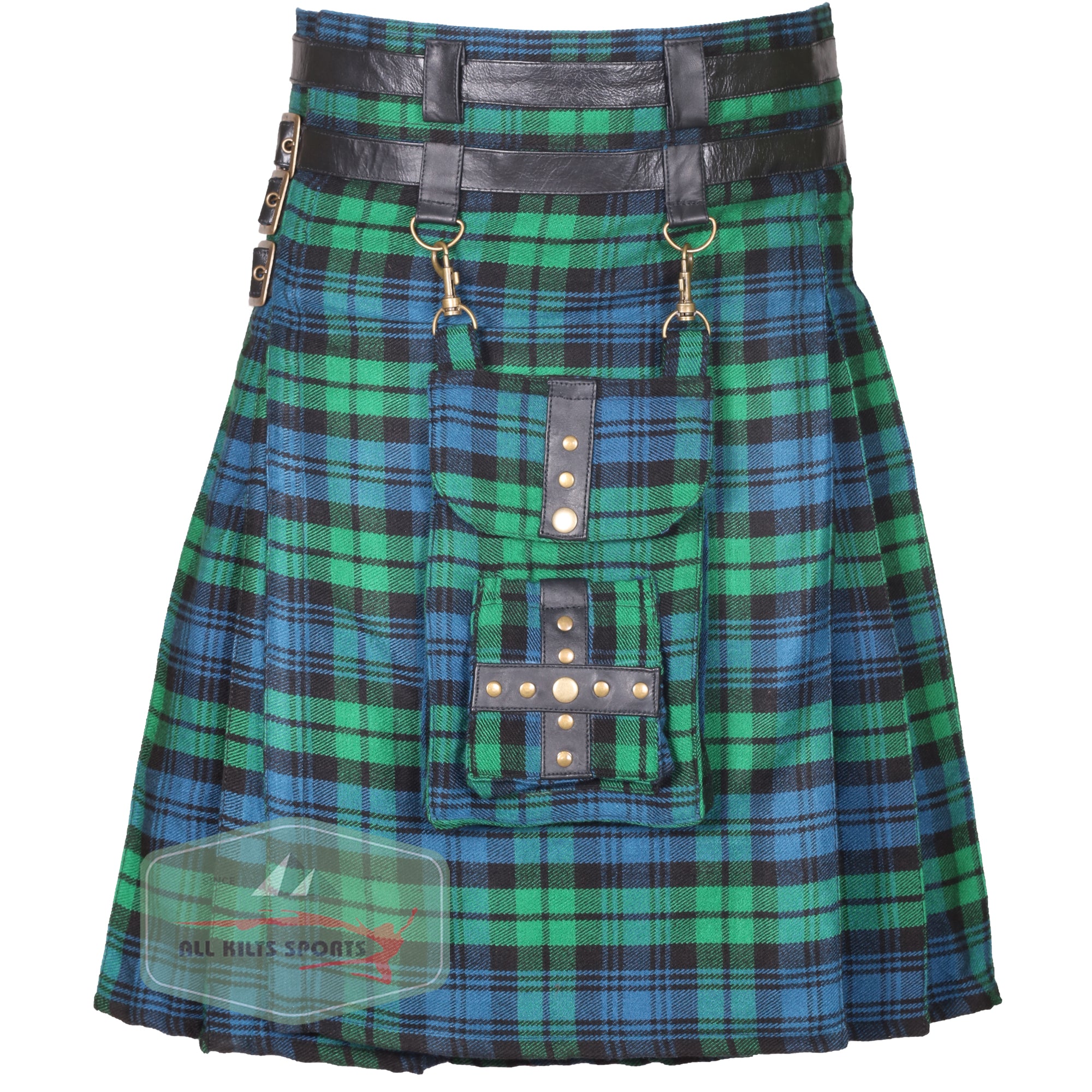 Premium Black Watch Ancient Tartan Modern Utility Kilt with Detachable Pocket – Available in Different Tartans