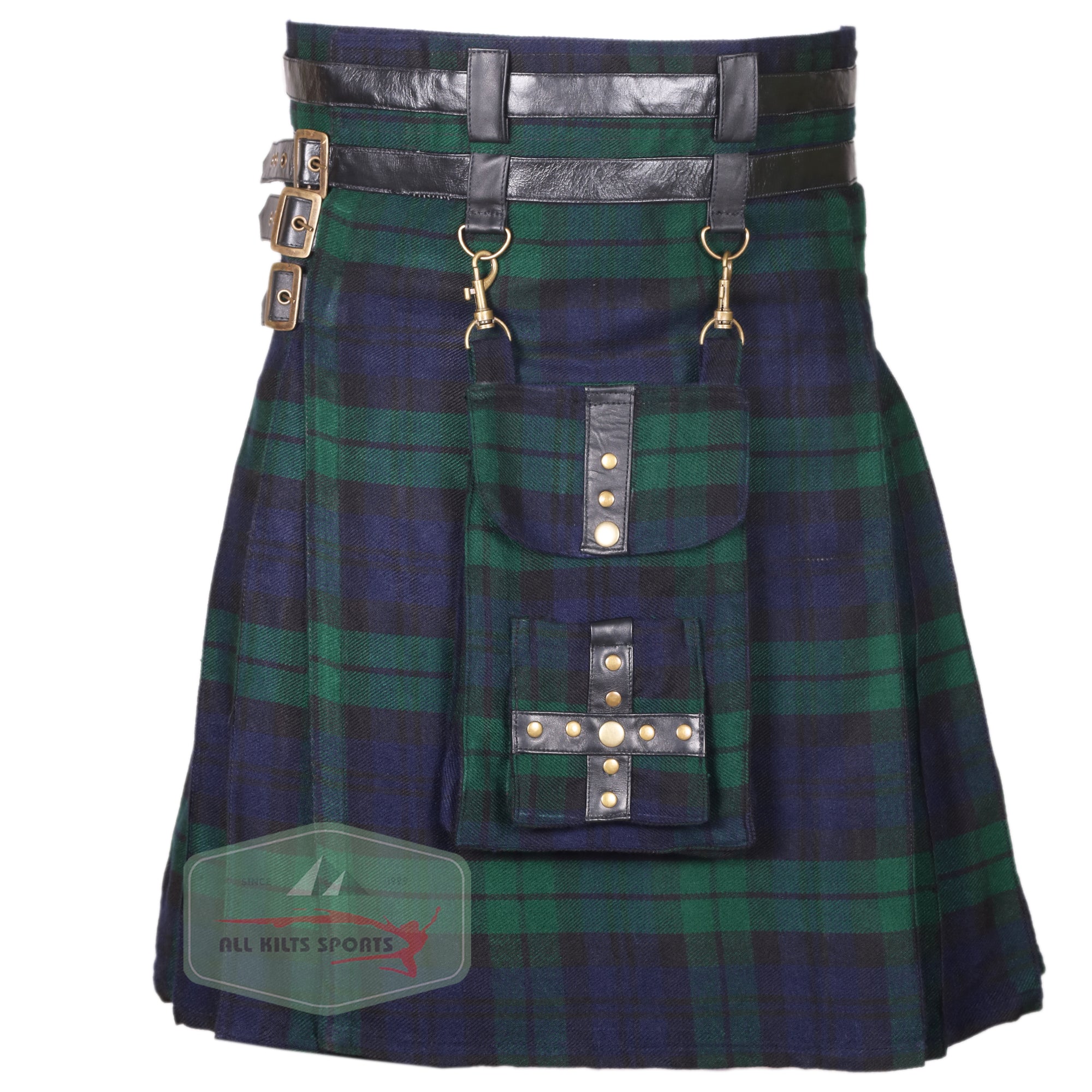 Premium Black Watch Tartan Modern Utility Kilt with Detachable Pocket – Available in Different Tartans