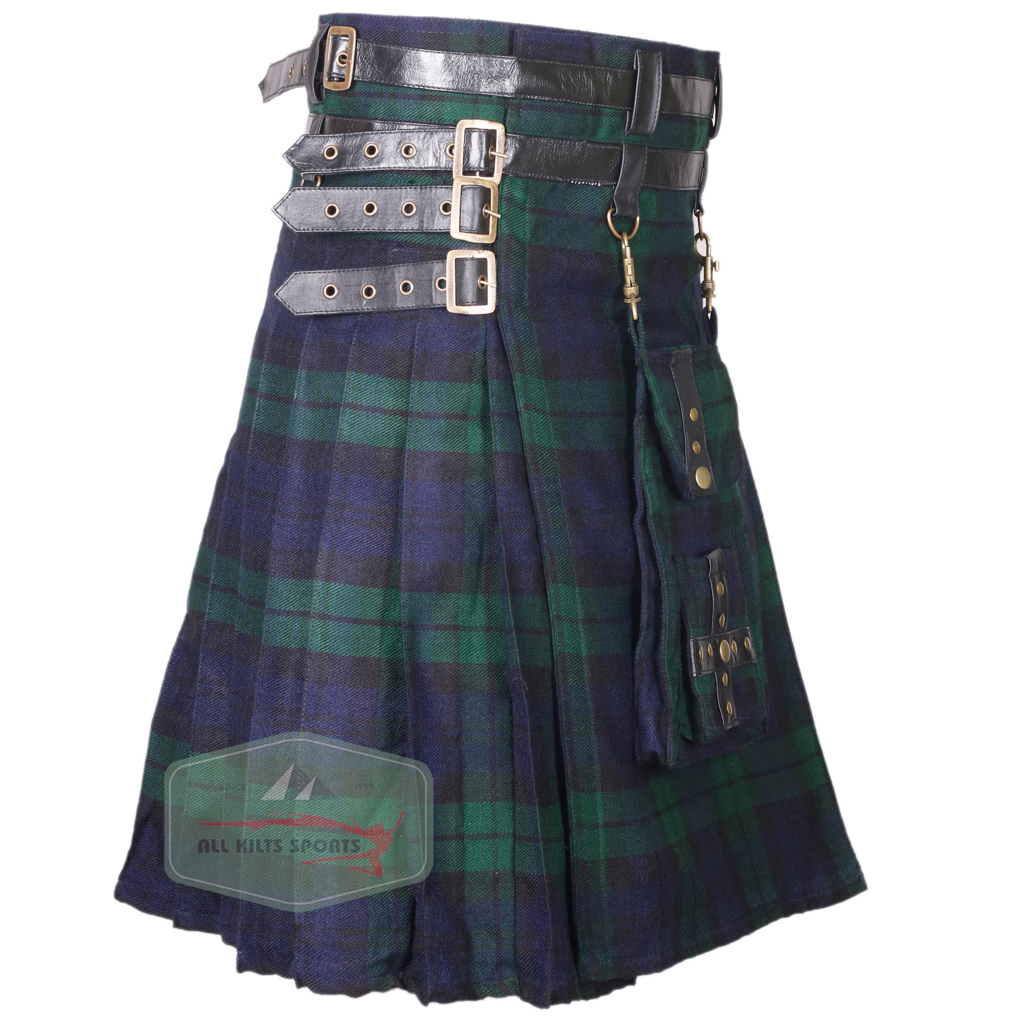 Premium Black Watch Tartan Modern Utility Kilt with Detachable Pocket – Available in Different Tartans