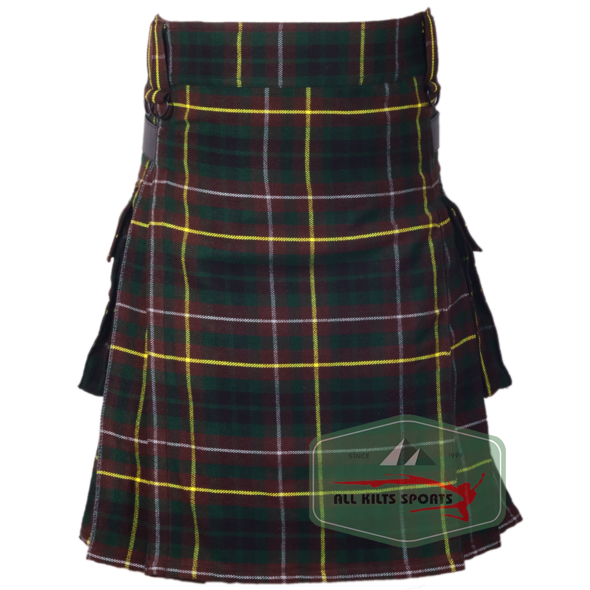 Buchanan Hunting Utility Kilt with Leather Straps and Cargo Pockets