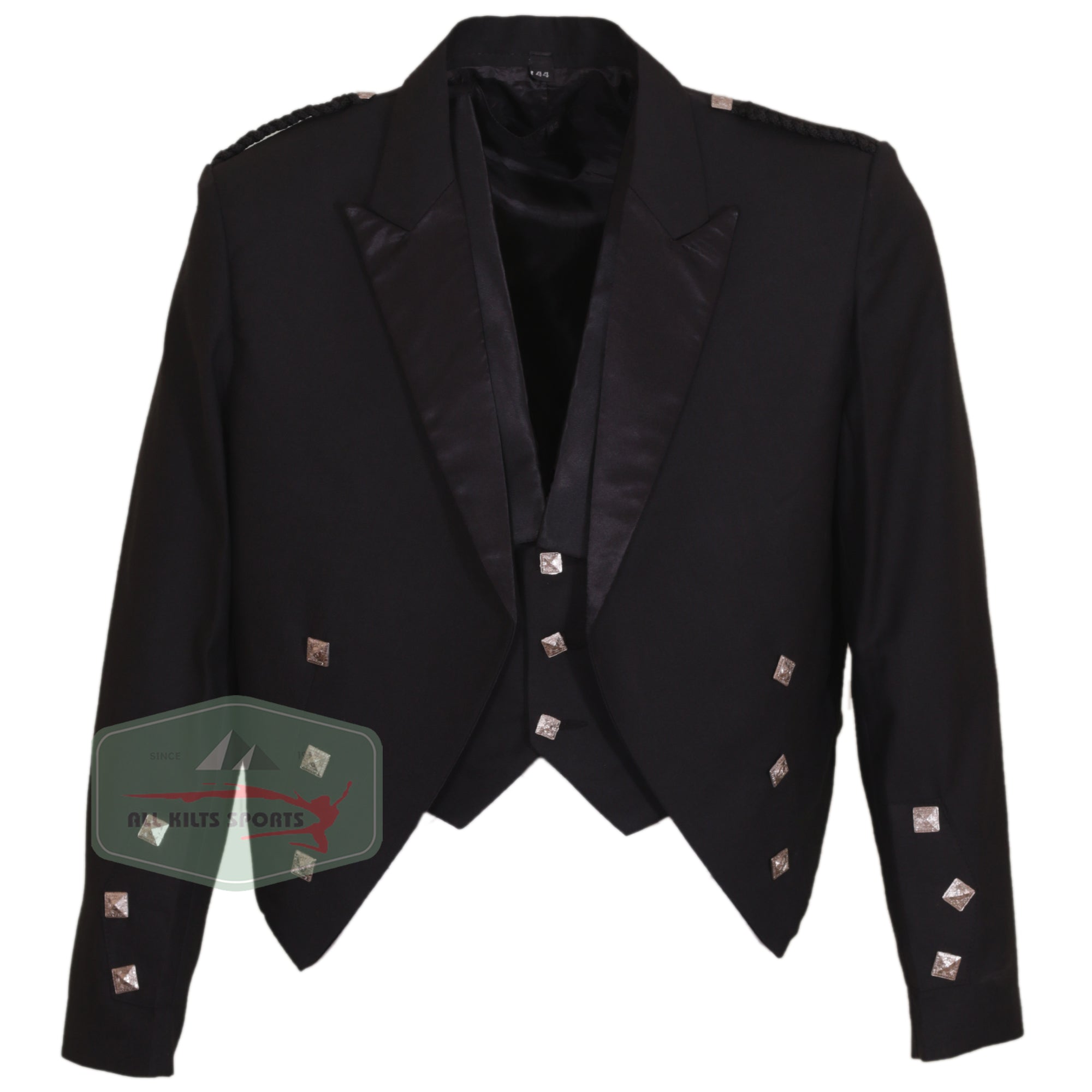 Men's Scottish Charlie Kilt Jacket with 3 Button Waistcoat - Fully Lined, Thistle Insignia