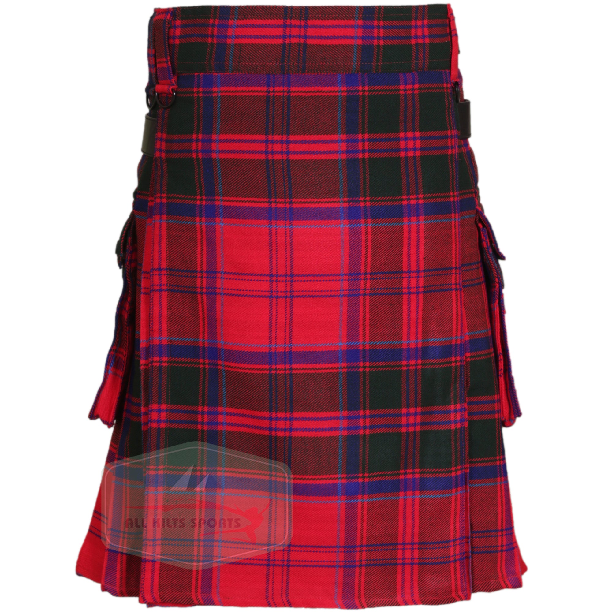 Grant Tartan Utility Kilt with Leather Straps and Cargo Pockets