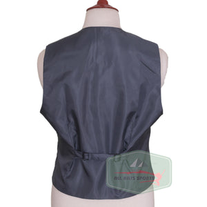 Scottish Dark Grey Argyll Kilt Jacket and Vest made from Vacuna wool, featuring horn buttons and braided epaulettes for Highland formal wear.