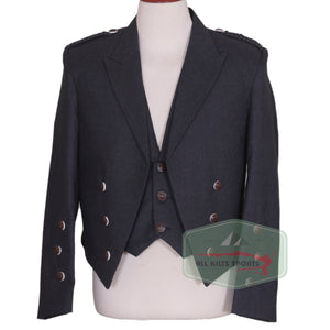 Grey Charlie Kilt Jacket and 3-Button Vest with Horn Buttons – Formal Scottish Highland Outfit