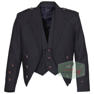 Grey Charlie Kilt Jacket and 3-Button Vest with Horn Buttons – Formal Scottish Highland Outfit