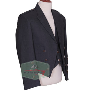 Grey Charlie Kilt Jacket and 3-Button Vest with Horn Buttons – Formal Scottish Highland Outfit