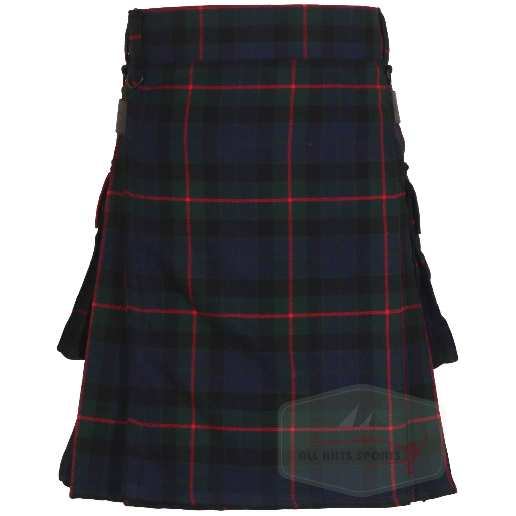 Gunn Modern Utility Kilt with Leather Straps and Cargo Pockets