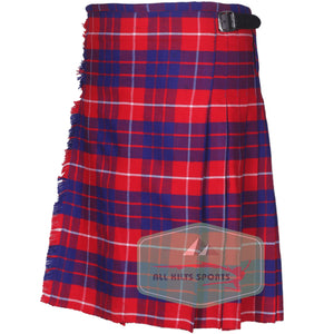 Hamilton Red Modern Tartan Traditional 8 And 5 Yards Kilt - ALL KILTS SPORTS