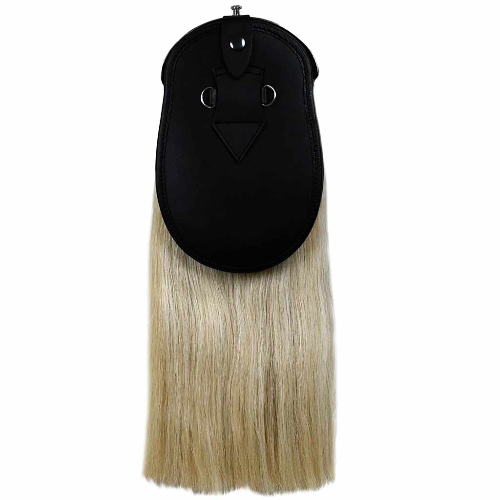 Premium White Horse Hair Sporran with Two Black Tassels | Traditional Highland Accessory