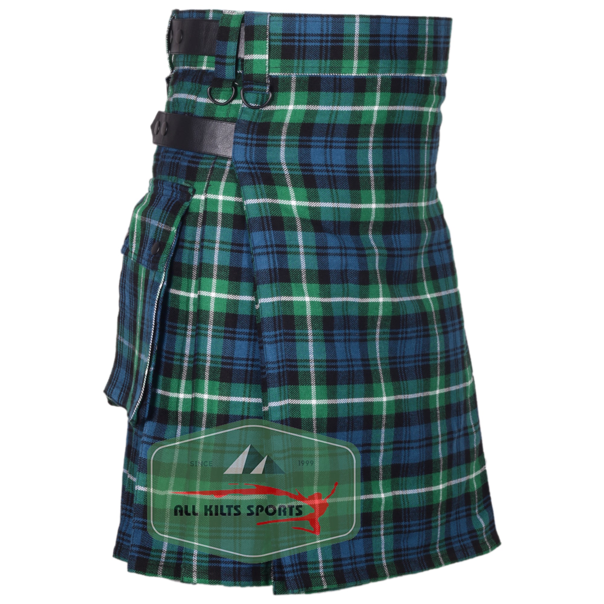 Lamont Ancient Patriot Utility Kilt with Leather Straps and Cargo Pockets