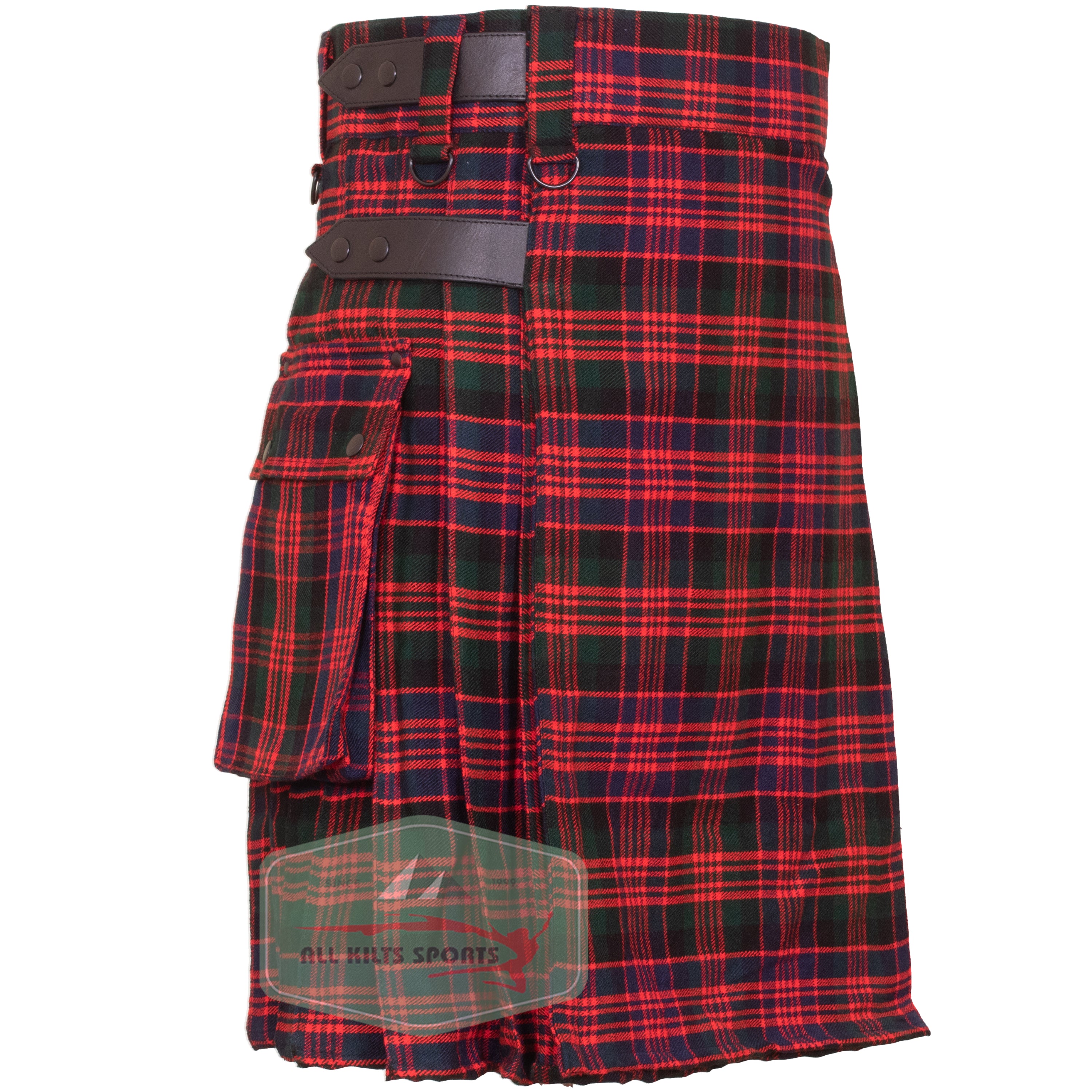 MacDonald Utility Kilt with Leather Straps and Cargo Pockets