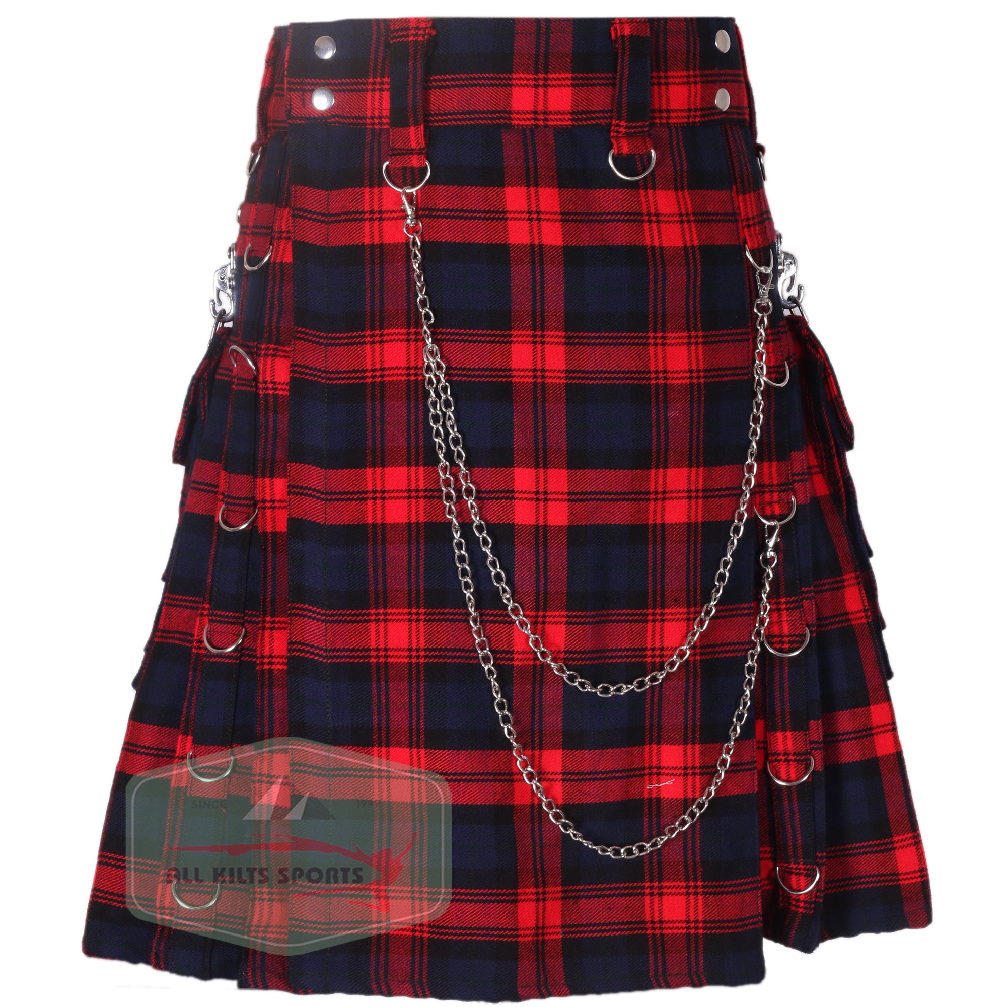 Stylish Men's Wedding Kilt in 16oz Tartan with Detachable Chain and Pockets