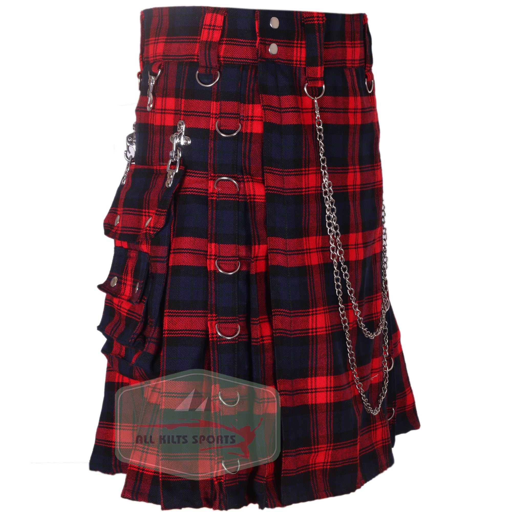 Stylish Men's Wedding Kilt in 16oz Tartan with Detachable Chain and Pockets