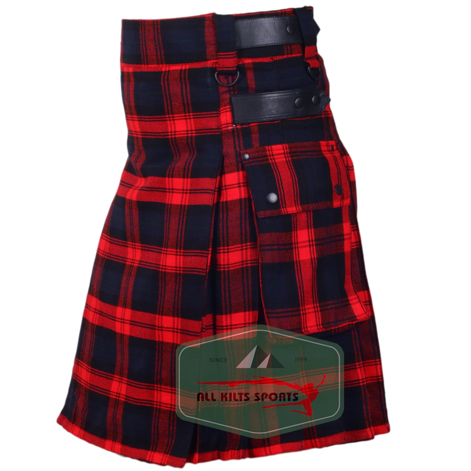 MacLachlan Utility Kilt with Leather Straps and Cargo Pockets