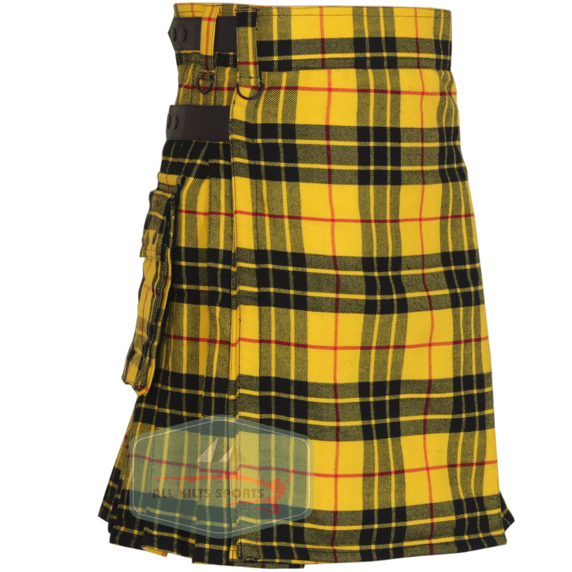 Macleod Of Lewis Utility Kilt with Leather Straps and Cargo Pockets