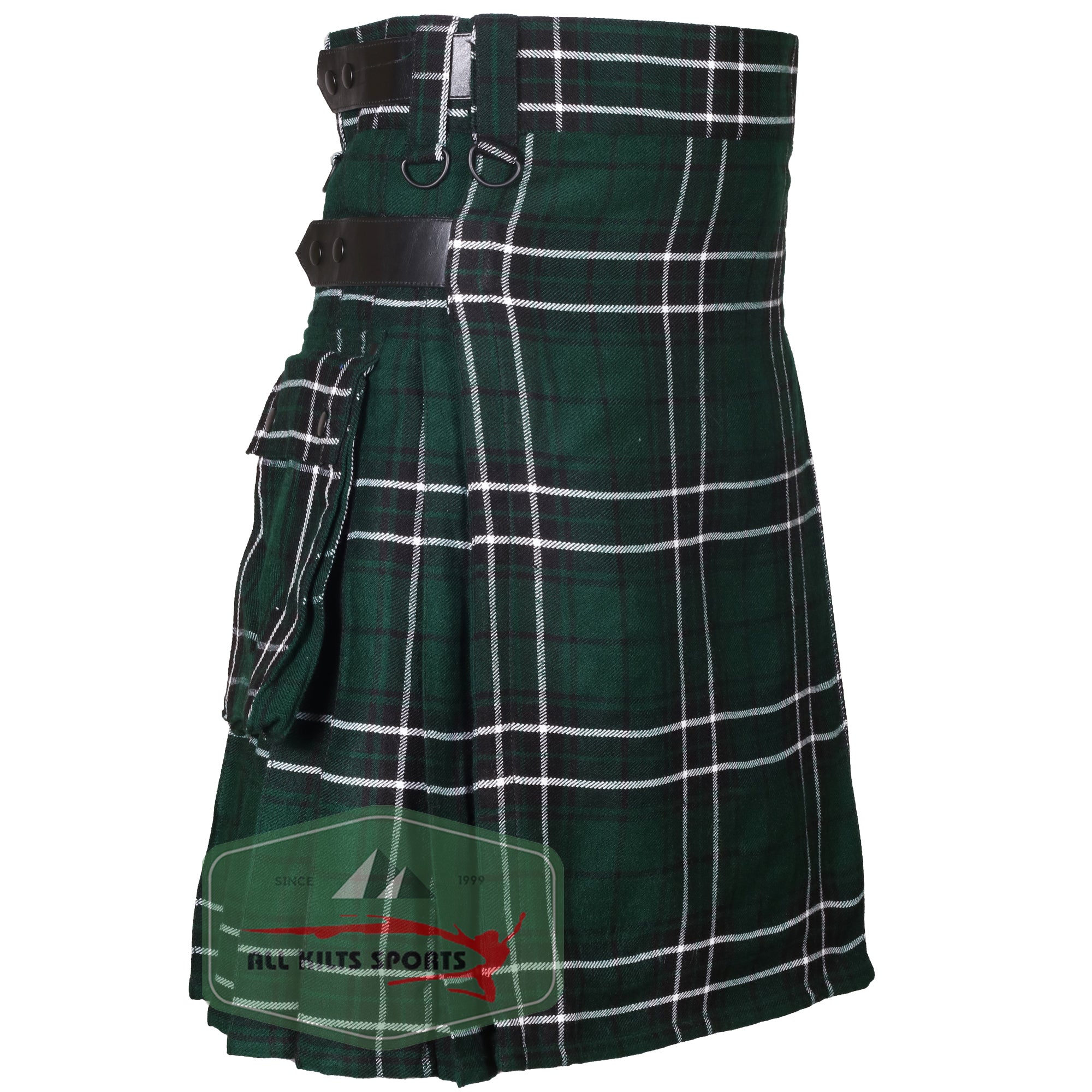 MacLean Of Duart Hunting Utility Kilt with Leather Straps and Cargo Pockets