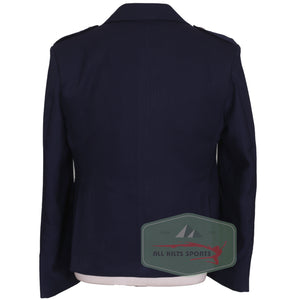 Scottish Navy Blue Argyle Kilt Jacket and 5-button vest in Vacuna wool with silver Celtic buttons, designed for formal Highland occasions.
