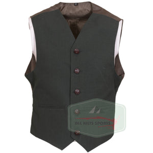 Olive Green Scottish Argyll Jacket and Vest set made from premium Vacuna wool for formal kilt outfits.