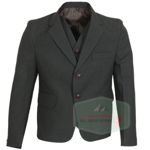 Olive Green Scottish Argyll Jacket and Vest set made from premium Vacuna wool for formal kilt outfits.