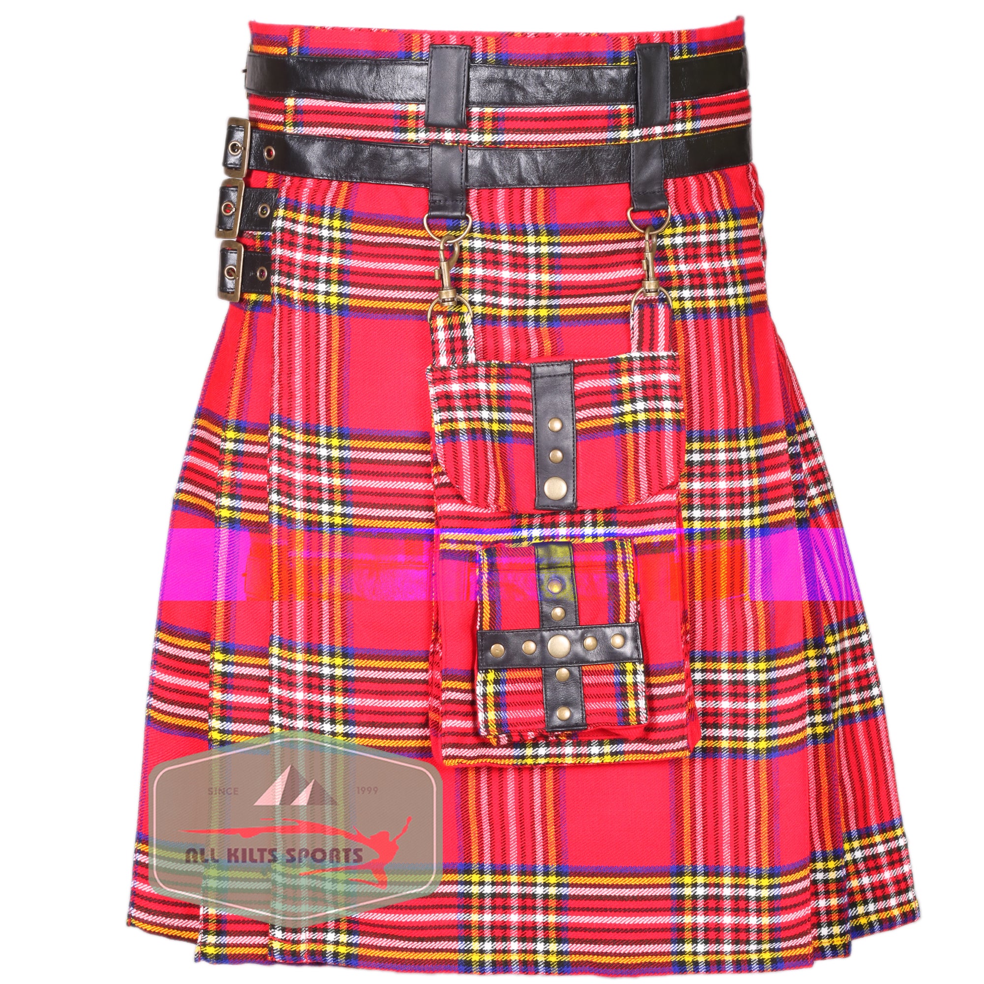 Premium Royal Stewart Tartan Modern Utility Kilt with Detachable Pocket – Available in Different Tartans