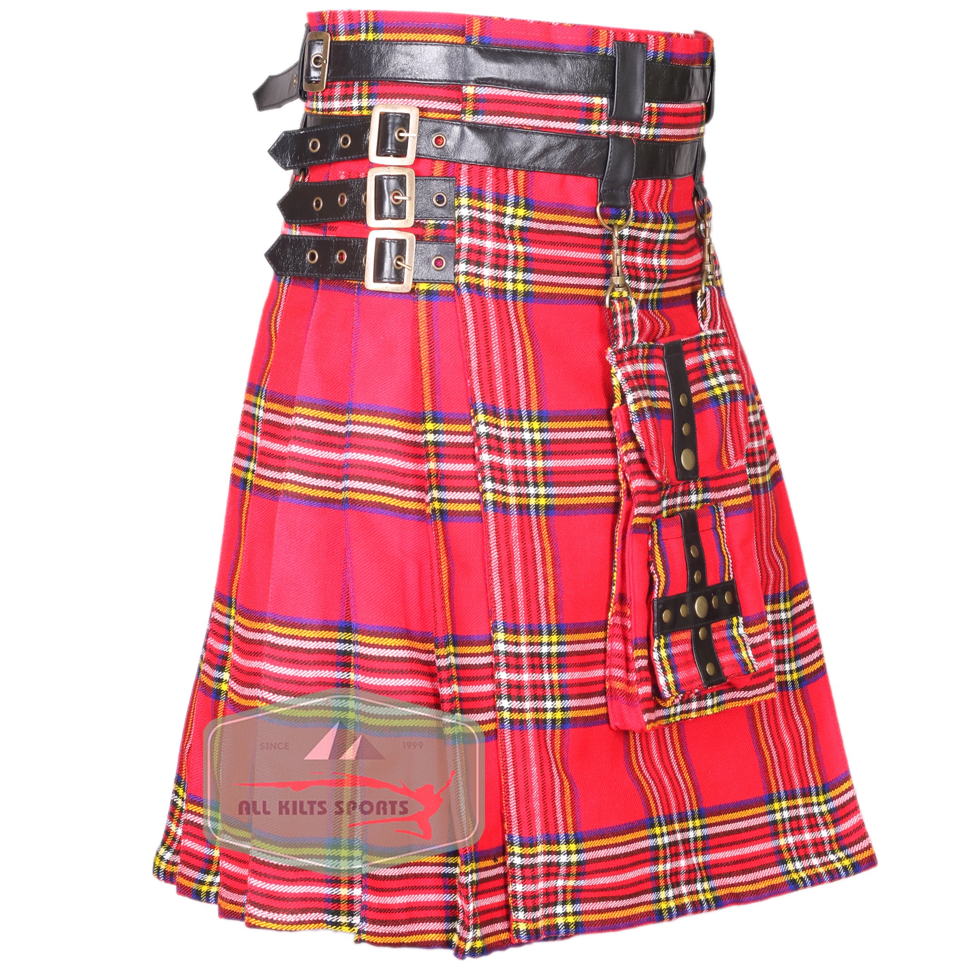 Premium Royal Stewart Tartan Modern Utility Kilt with Detachable Pocket – Available in Different Tartans