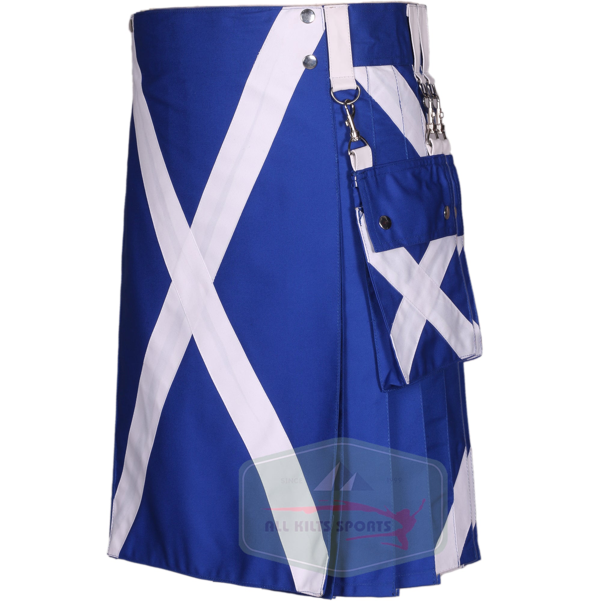 Saltire Scottish Utility Kilt with Removable Pockets - Scotland Flag