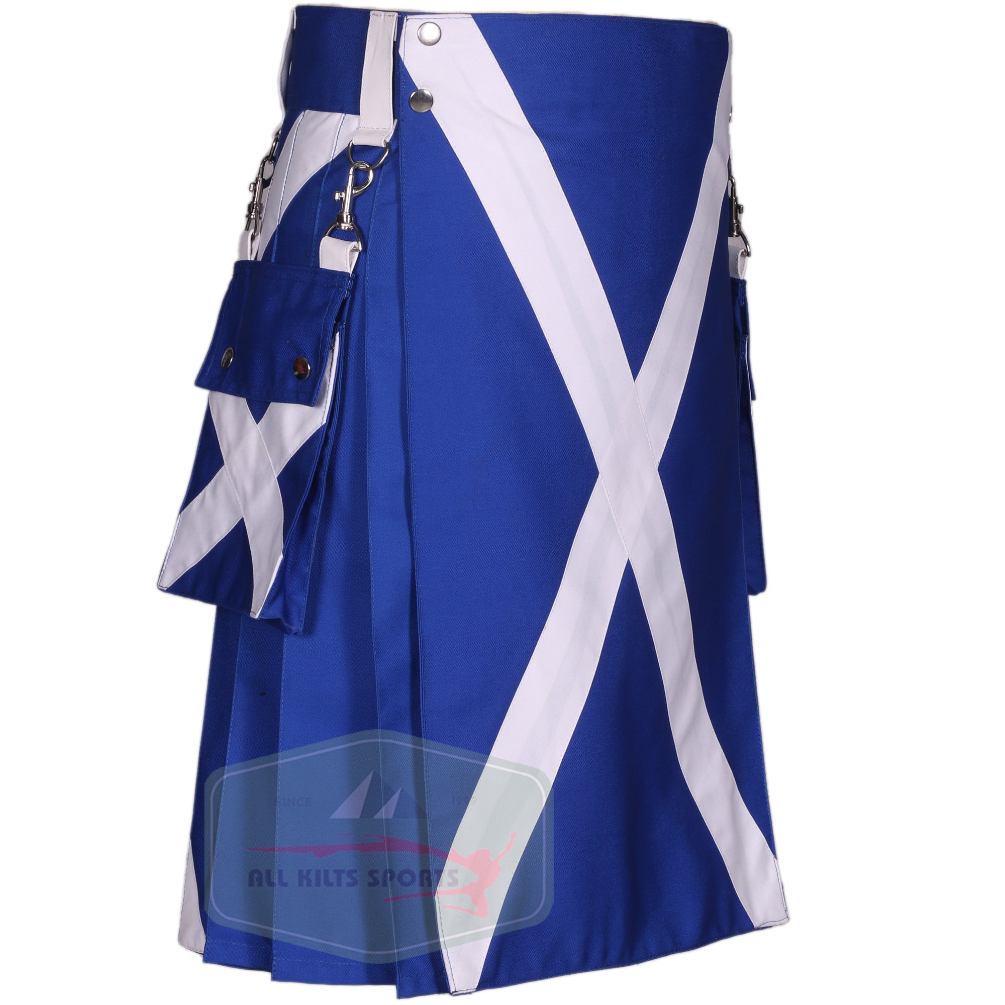 Saltire Scottish Utility Kilt with Removable Pockets - Scotland Flag