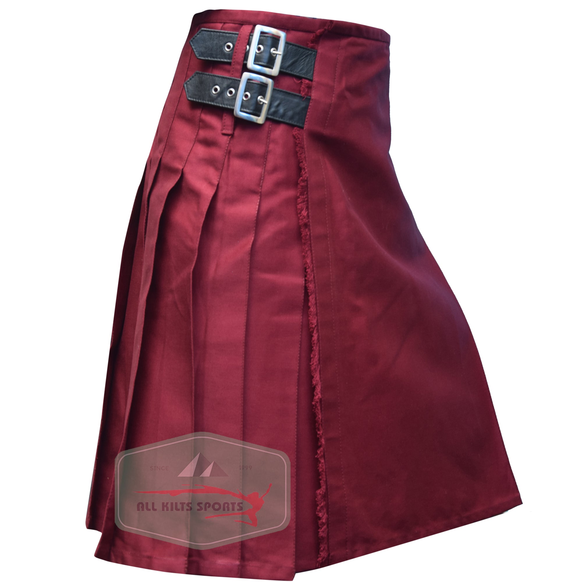 Stylish Maroon Kilt: Tartan Design for Modern Men