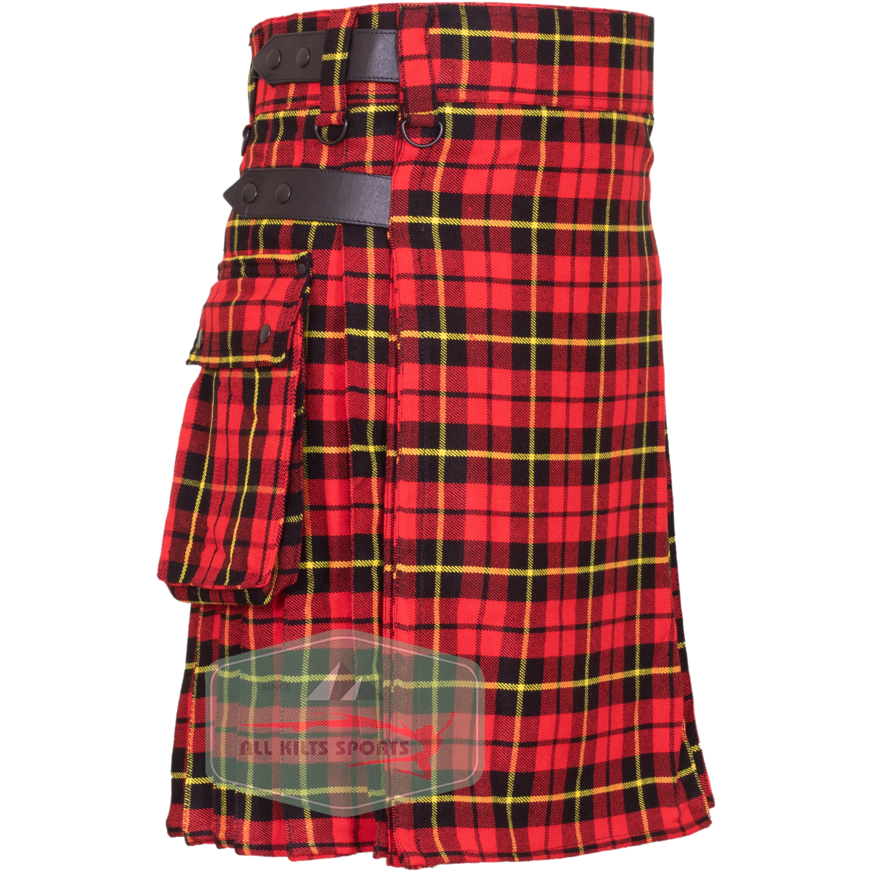 Wallace Utility Kilt with Leather Straps and Cargo Pockets