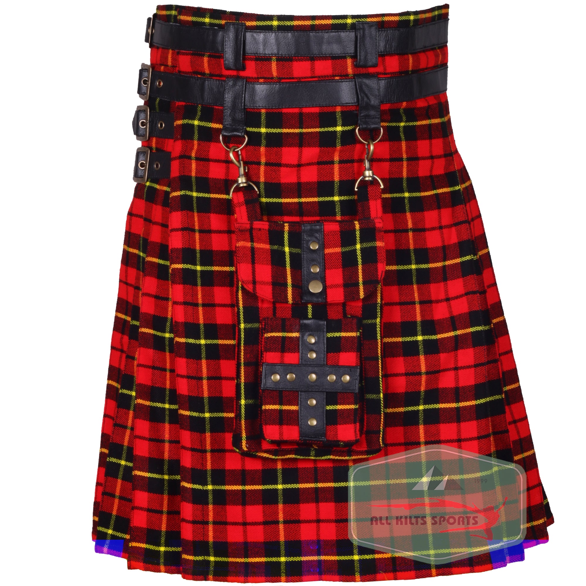 Premium Wallace Tartan Modern Utility Kilt with Detachable Pocket – Available in Different Tartans