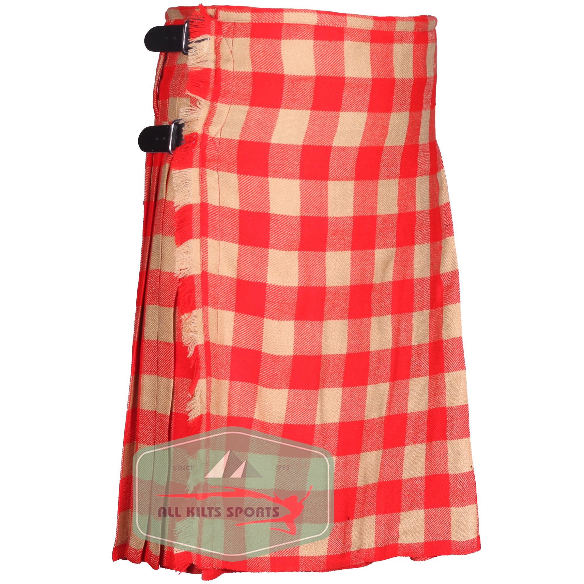 Buffalo Cream/Red Scottish Traditional Kilts – Premium 8 and 5 Yard Options