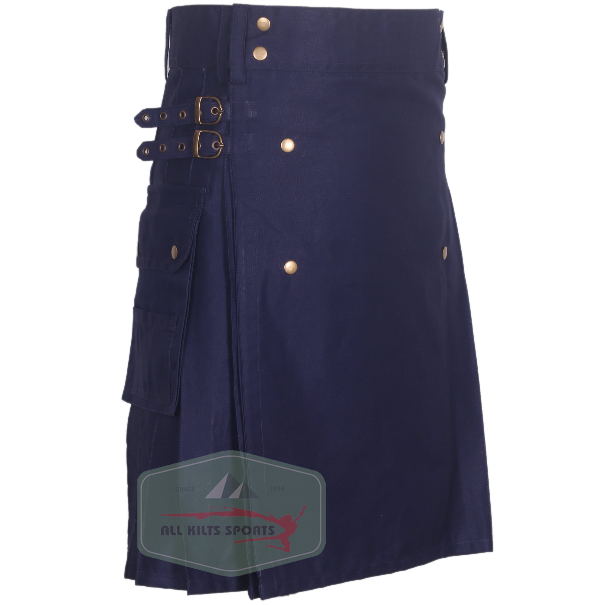 Stylish Navy Blue Kilt for Men – Custom Made with Functional Pockets