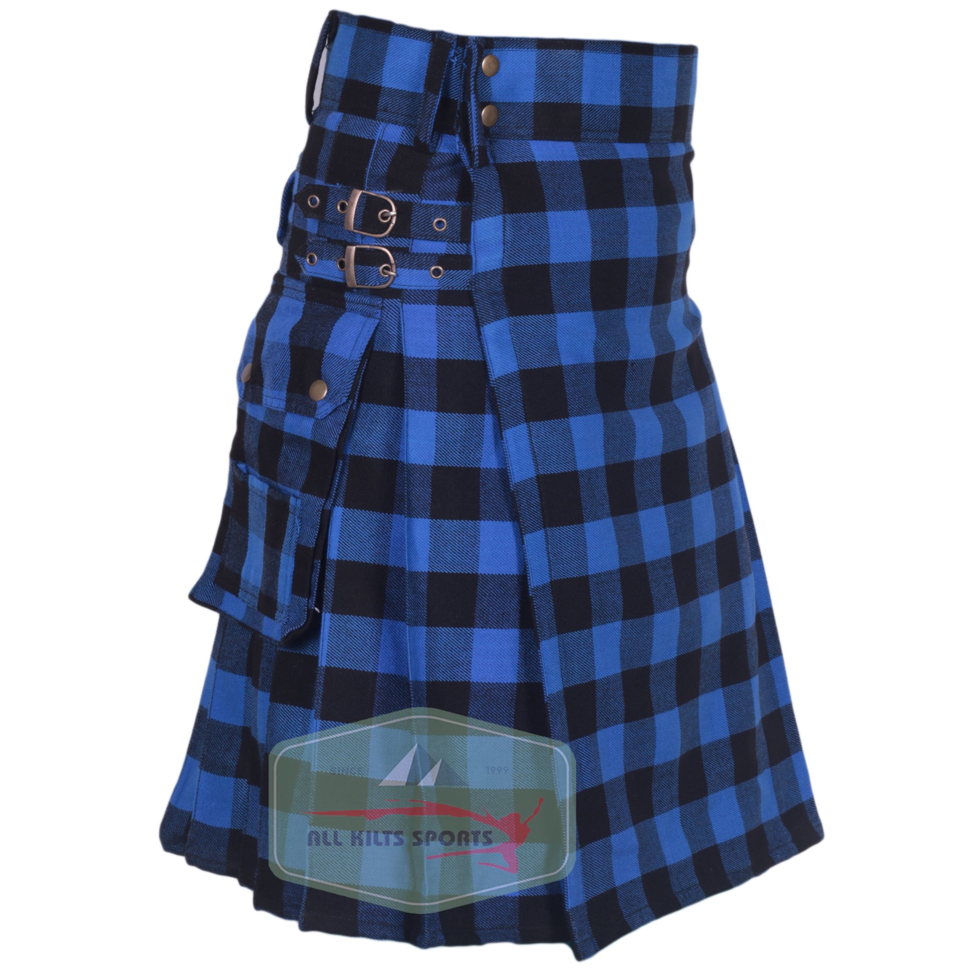 Buffalo Blue/Black Premium Tartan Utility Kilt – Durable 16oz Acrylic Wool, Multiple Tartans Available