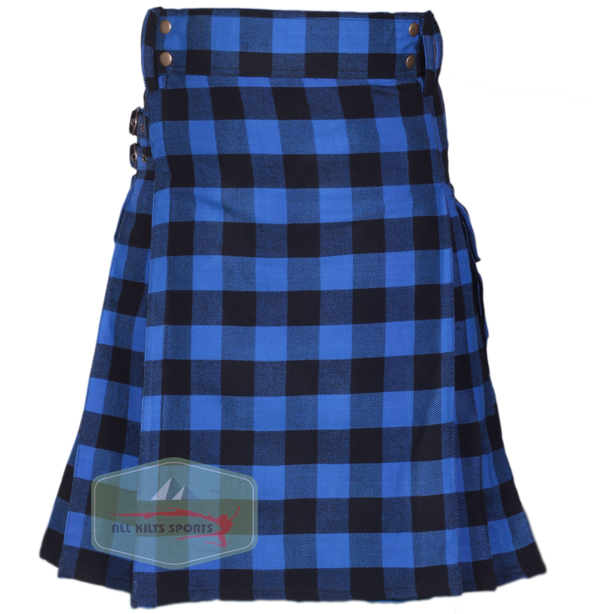 Buffalo Blue/Black Premium Tartan Utility Kilt – Durable 16oz Acrylic Wool, Multiple Tartans Available