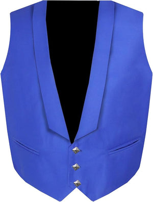 Blue Prince Charlie Jacket with 3 Button Vest crafted from 15oz Barathea Wool, featuring black satin lapels, Rampant Lion buttons, and braided epaulets.