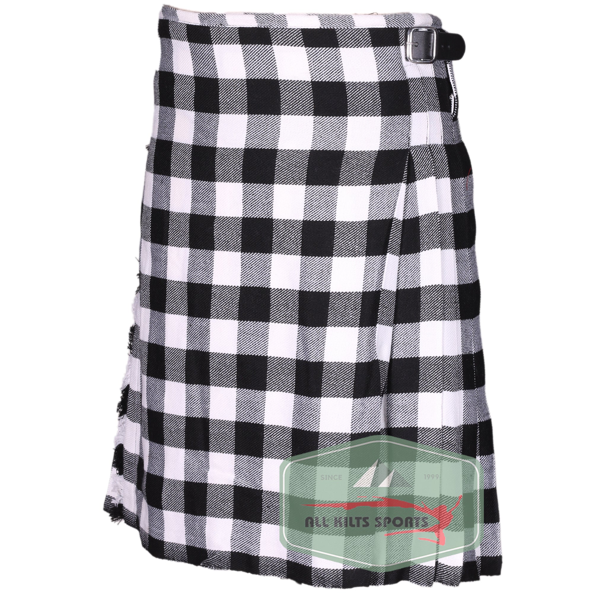Buffalo White/Black Scottish Traditional Kilts – Premium 8 and 5 Yard Options