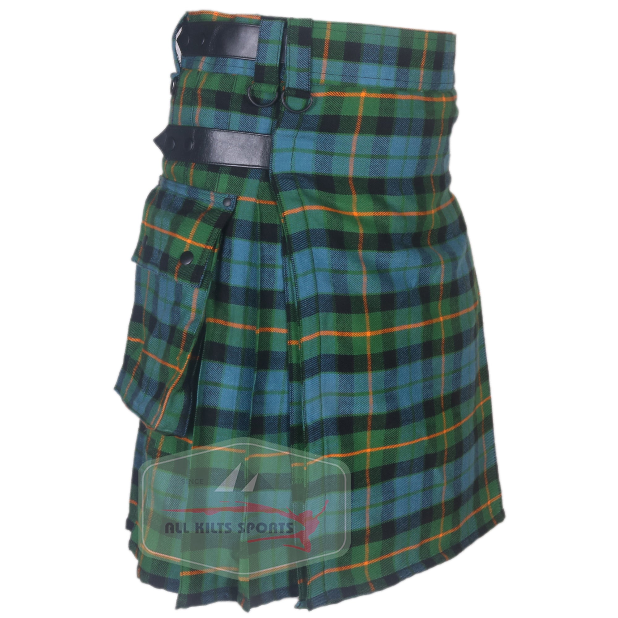 Gunn Ancient Utility Kilt with Leather Straps and Cargo Pockets