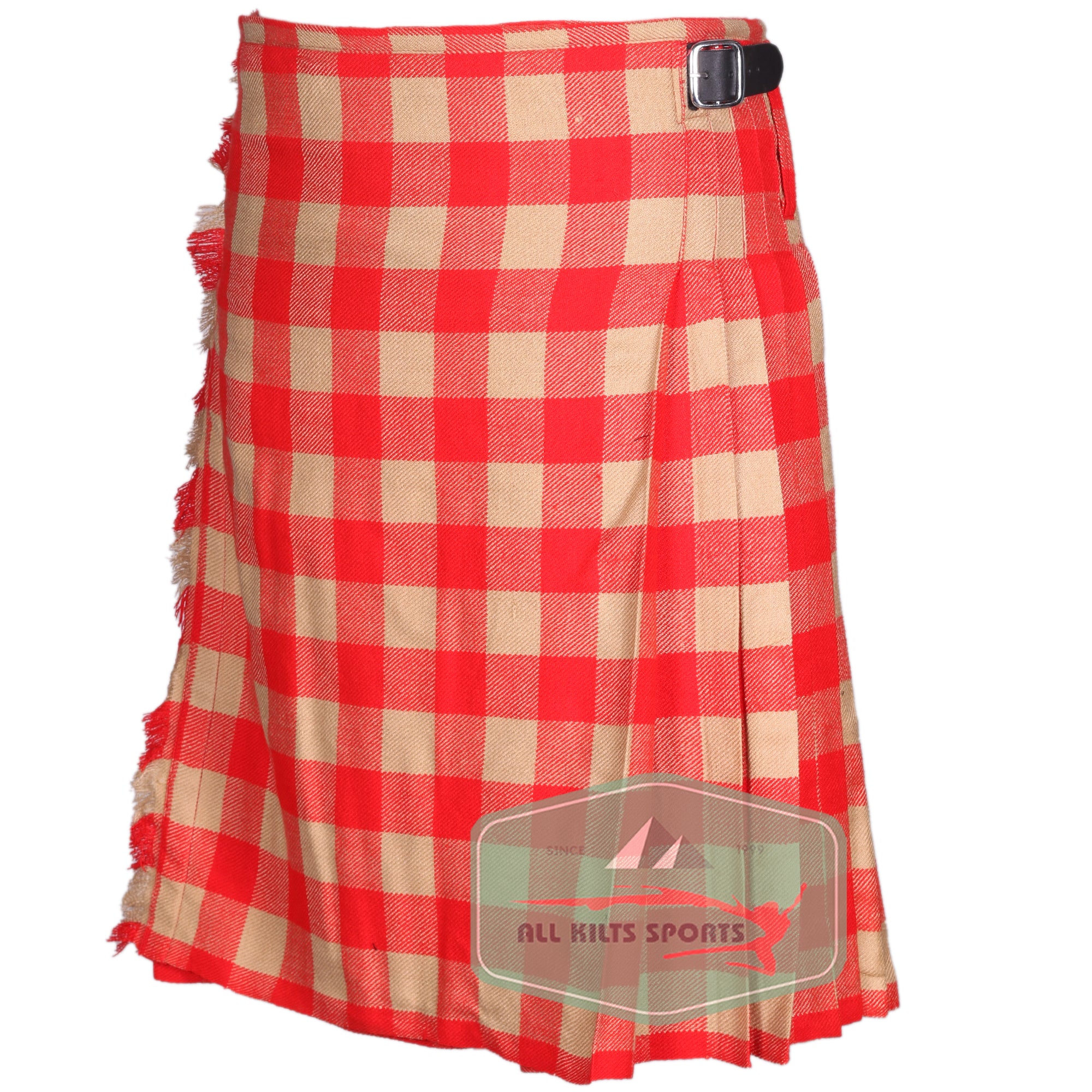 Buffalo Cream/Red Scottish Traditional Kilts – Premium 8 and 5 Yard Options