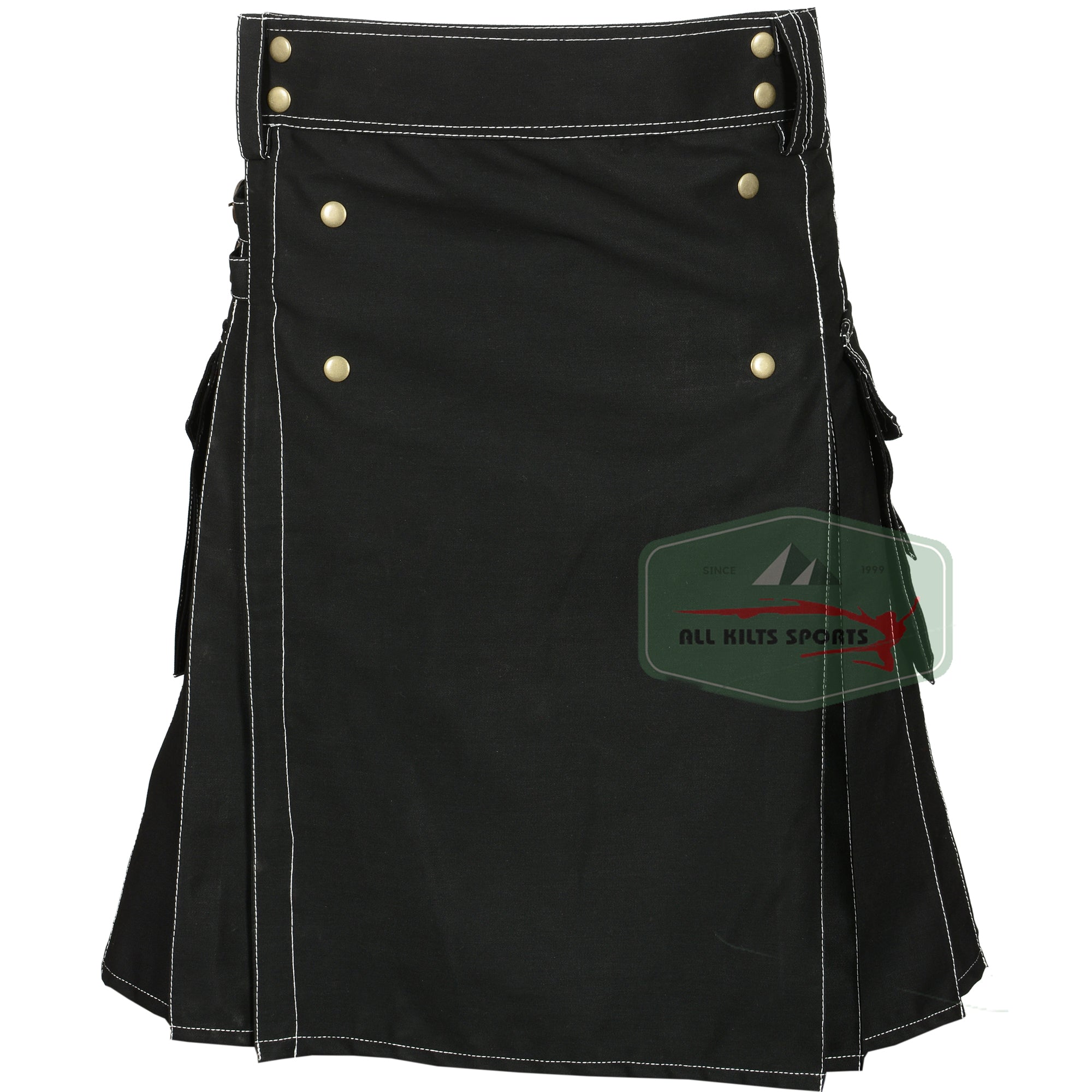 Stylish Modern Black Utility Kilts with White Thread