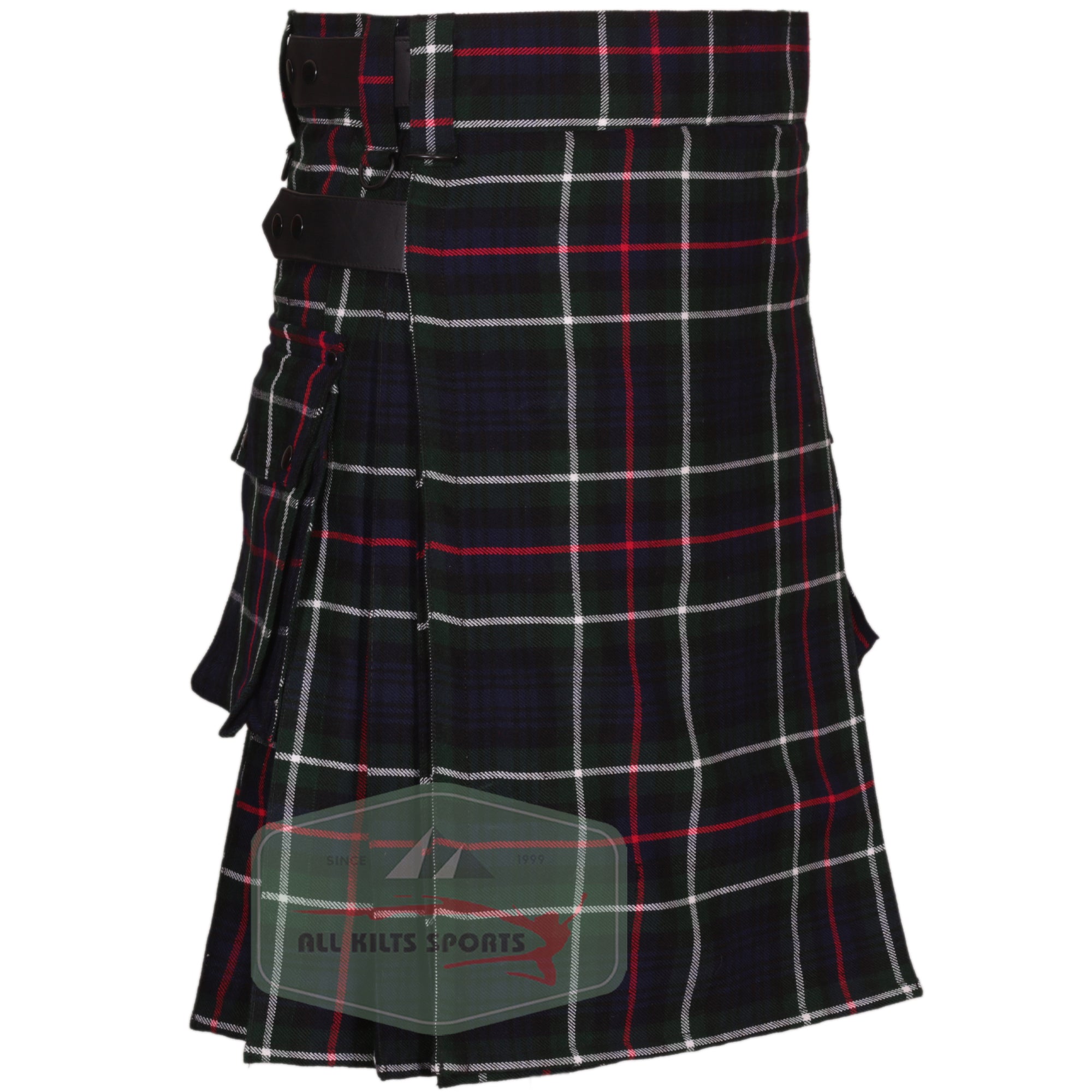 Mackenzie Utility Kilt with Leather Straps and Cargo Pockets